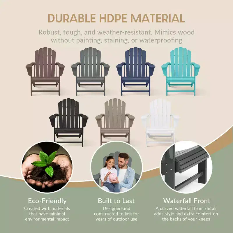 WestinTrends Highland 3-Piece Adirondack Chairs with Cup Holders and Coffee Table Set