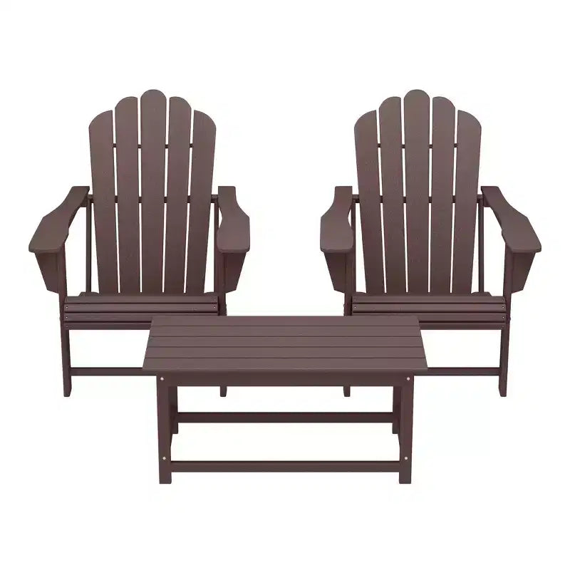 WestinTrends Highland 3-Piece Adirondack Chairs with Cup Holders and Coffee Table Set