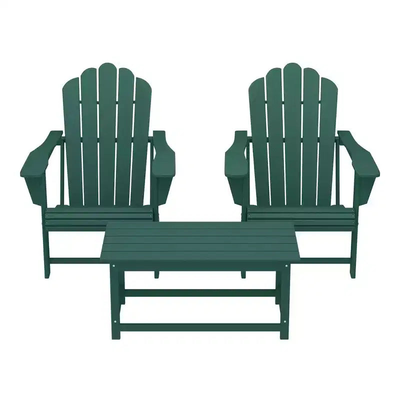 WestinTrends Highland 3-Piece Adirondack Chairs with Cup Holders and Coffee Table Set