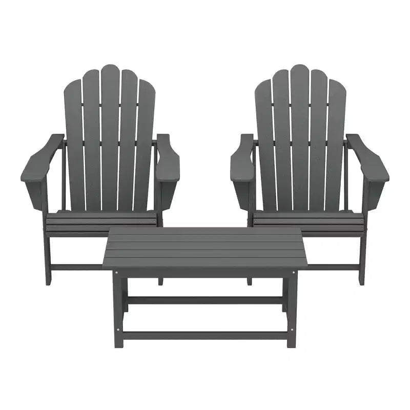 WestinTrends Highland 3-Piece Adirondack Chairs with Cup Holders and Coffee Table Set