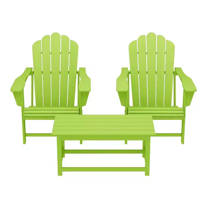 WestinTrends Highland 3-Piece Adirondack Chairs with Cup Holders and Coffee Table Set