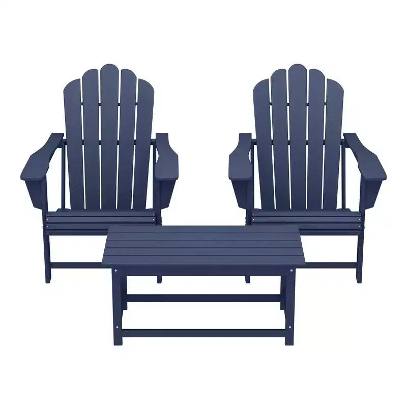 WestinTrends Highland 3-Piece Adirondack Chairs with Cup Holders and Coffee Table Set