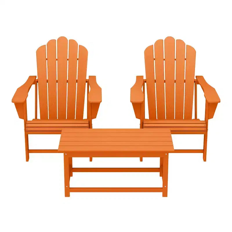 WestinTrends Highland 3-Piece Adirondack Chairs with Cup Holders and Coffee Table Set