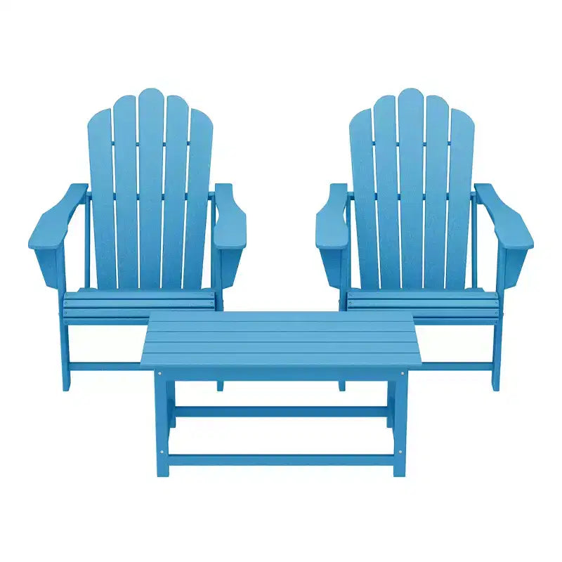 WestinTrends Highland 3-Piece Adirondack Chairs with Cup Holders and Coffee Table Set