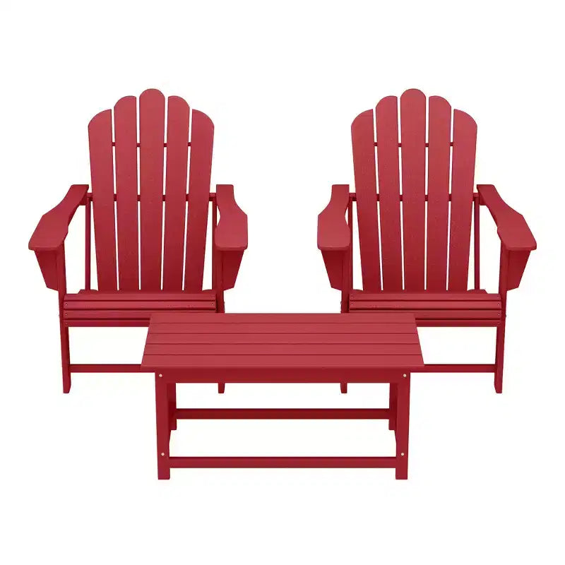 WestinTrends Highland 3-Piece Adirondack Chairs with Cup Holders and Coffee Table Set