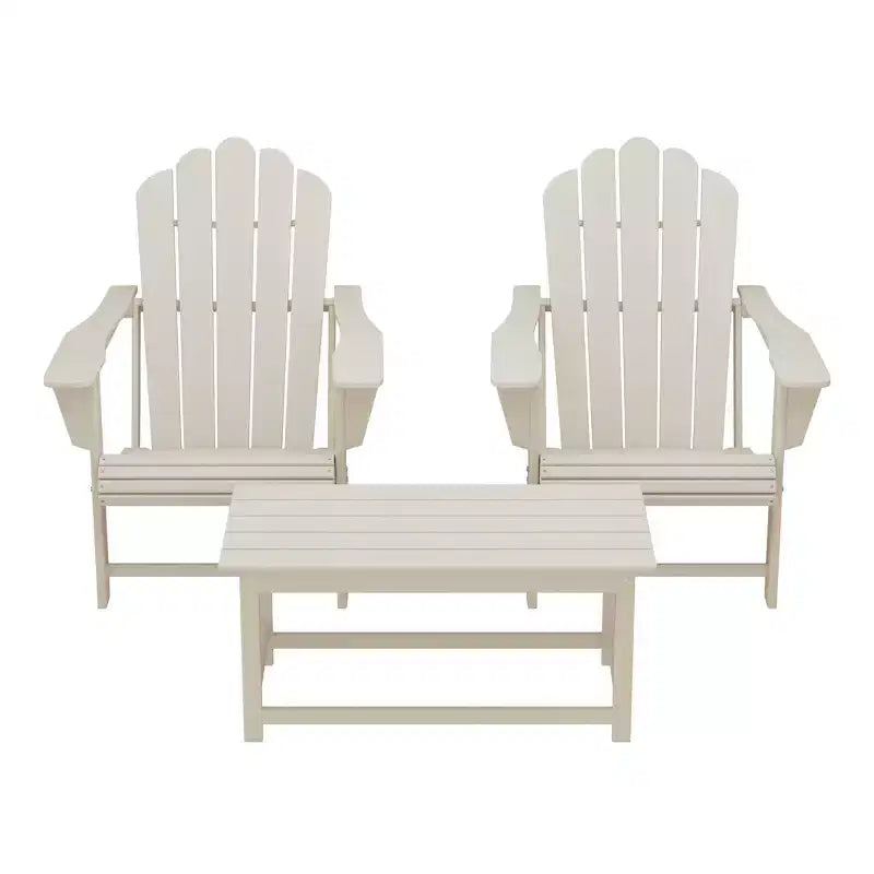 WestinTrends Highland 3-Piece Adirondack Chairs with Cup Holders and Coffee Table Set