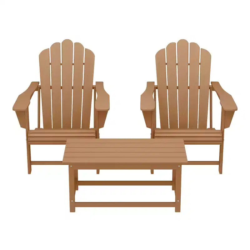 WestinTrends Highland 3-Piece Adirondack Chairs with Cup Holders and Coffee Table Set