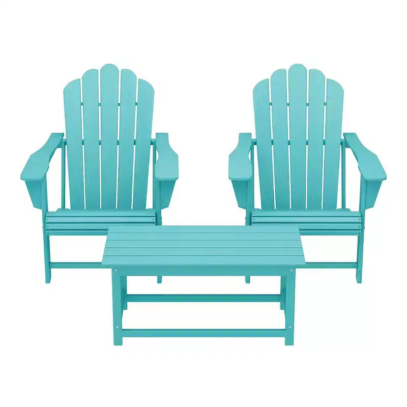 WestinTrends Highland 3-Piece Adirondack Chairs with Cup Holders and Coffee Table Set