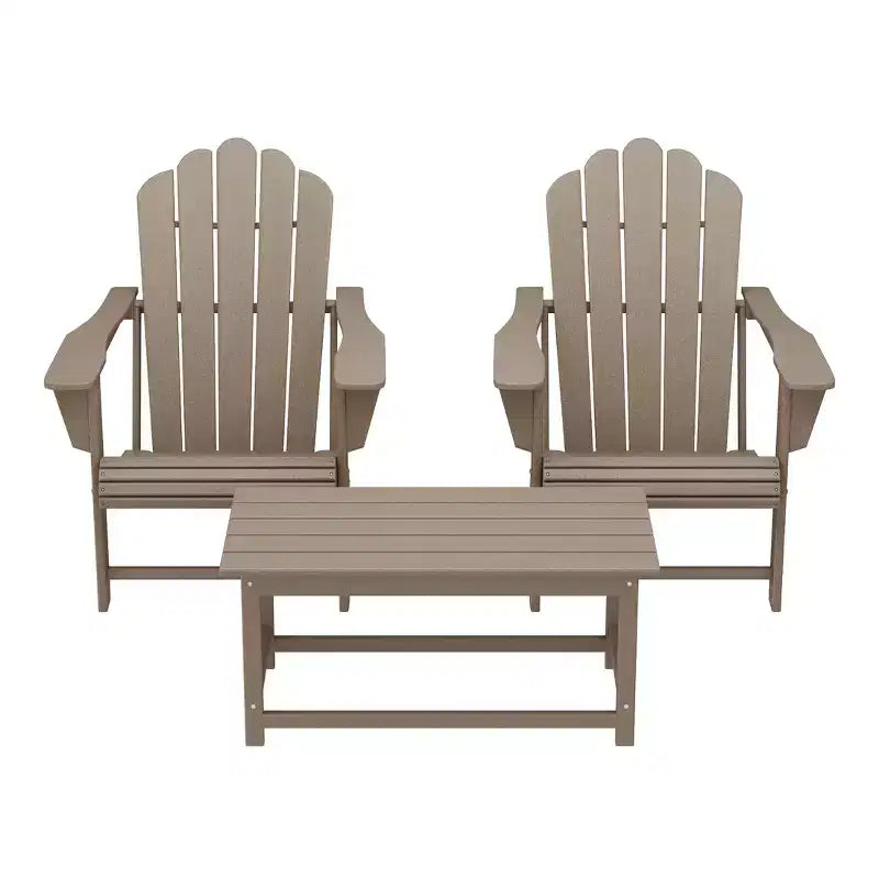 WestinTrends Highland 3-Piece Adirondack Chairs with Cup Holders and Coffee Table Set