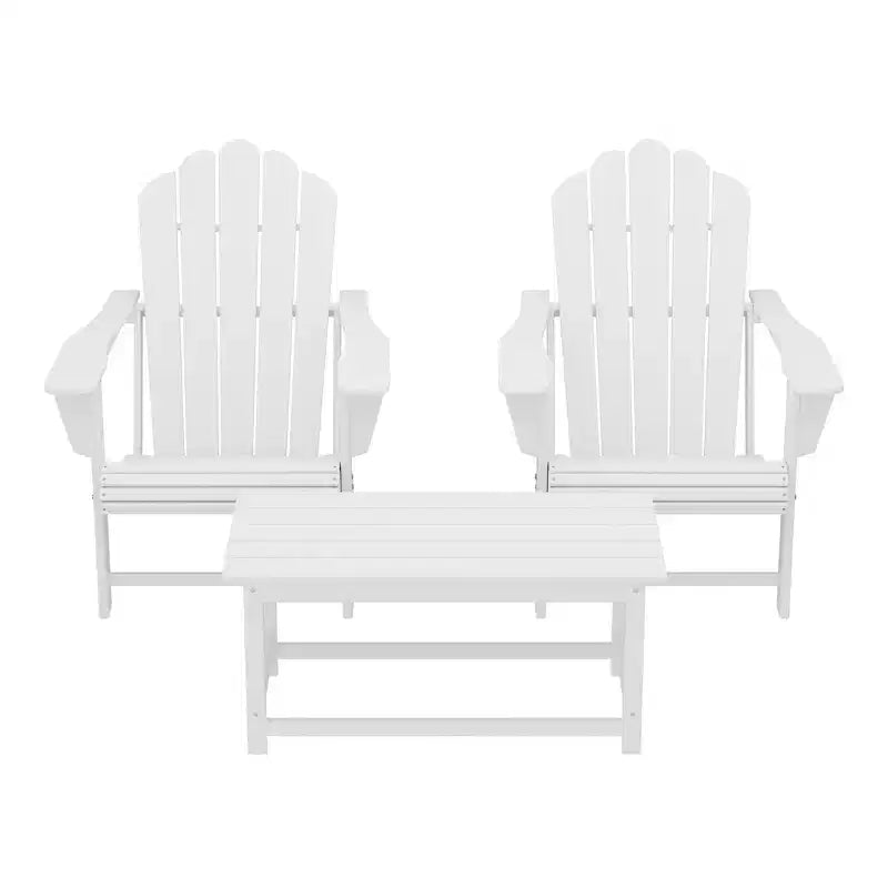 WestinTrends Highland 3-Piece Adirondack Chairs with Cup Holders and Coffee Table Set
