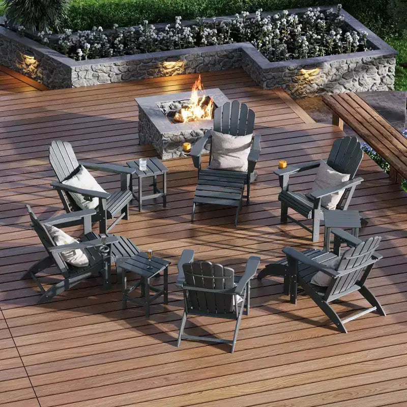 WestinTrends Highland 12-Piece HDPE Outdoor Patio Furniture Adirondack Chair Conversation Table Set