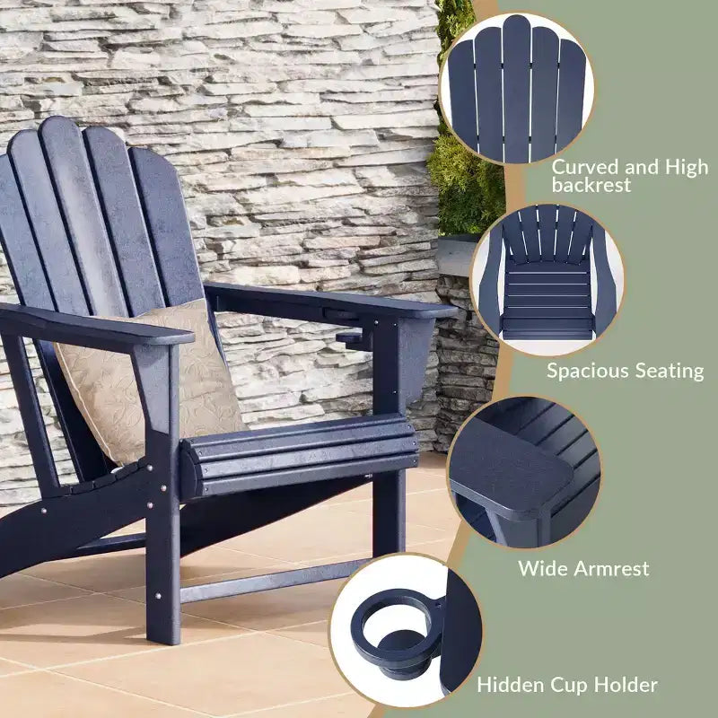 WestinTrends Highland 12-Piece HDPE Outdoor Patio Furniture Adirondack Chair Conversation Table Set