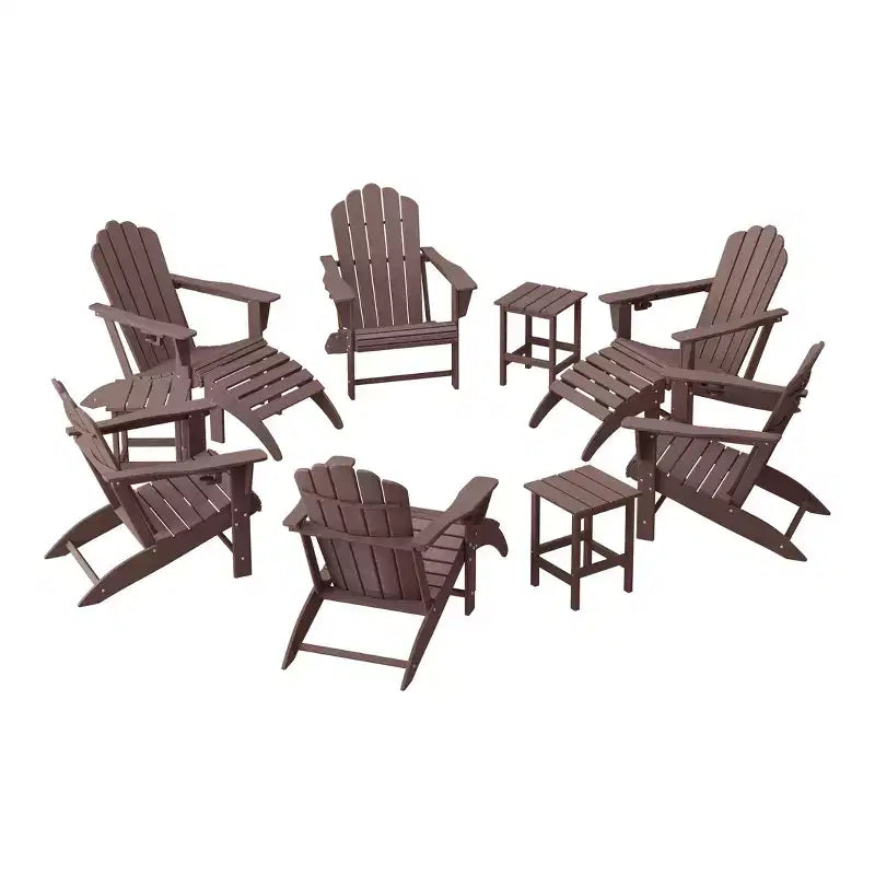 WestinTrends Highland 12-Piece HDPE Outdoor Patio Furniture Adirondack Chair Conversation Table Set