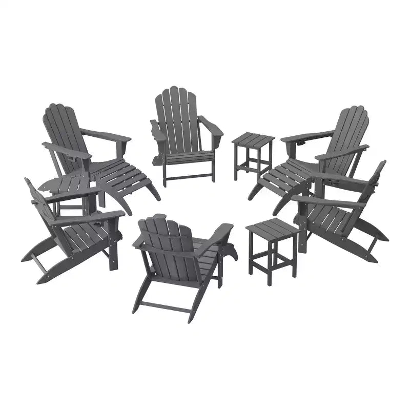 WestinTrends Highland 12-Piece HDPE Outdoor Patio Furniture Adirondack Chair Conversation Table Set
