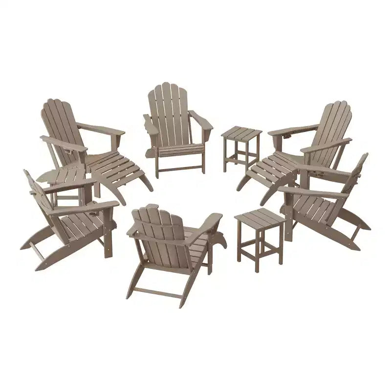 WestinTrends Highland 12-Piece HDPE Outdoor Patio Furniture Adirondack Chair Conversation Table Set