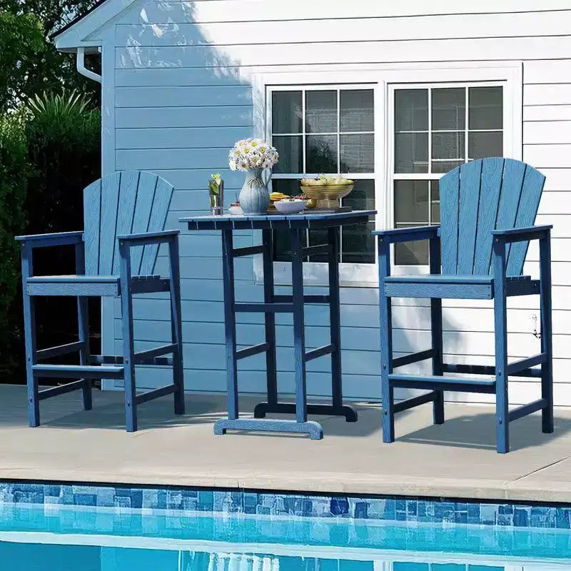Hyleory 3-Piece HDPE Patio Bar Set with Adirondack Bar Stools - Durable Outdoor Furniture for Stylish Entertaining