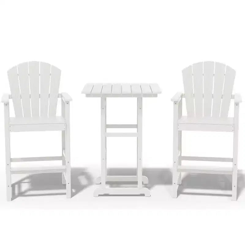 Hyleory 3-Piece HDPE Patio Bar Set with Adirondack Bar Stools - Durable Outdoor Furniture for Stylish Entertaining