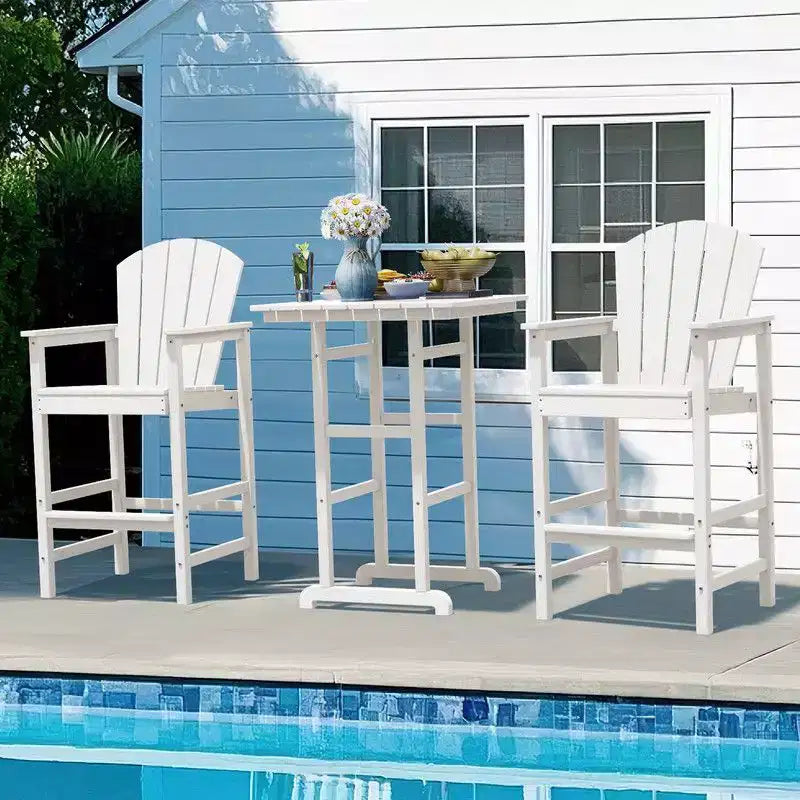 Hyleory 3-Piece HDPE Patio Bar Set with Adirondack Bar Stools - Durable Outdoor Furniture for Stylish Entertaining