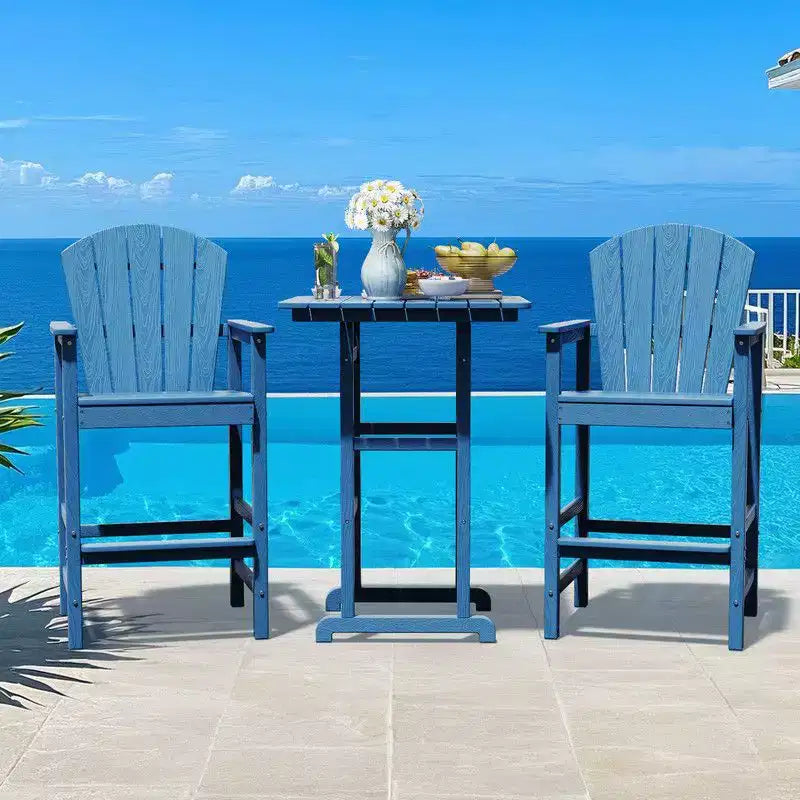 Hyleory 3-Piece HDPE Patio Bar Set with Adirondack Bar Stools - Durable Outdoor Furniture for Stylish Entertaining