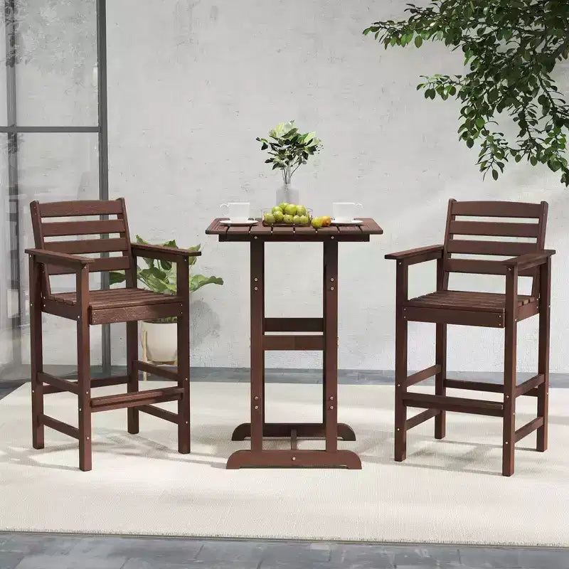 Costway Patio Adirondack Bar Chairs Set of 2 with Wide Armrests & Footrest Backrest Black/Brown/Gray/Navy