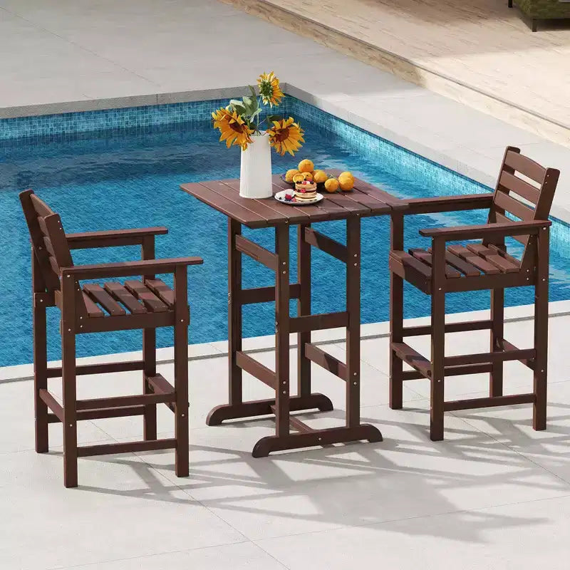 Costway Patio Adirondack Bar Chairs Set of 2 with Wide Armrests & Footrest Backrest Black/Brown/Gray/Navy