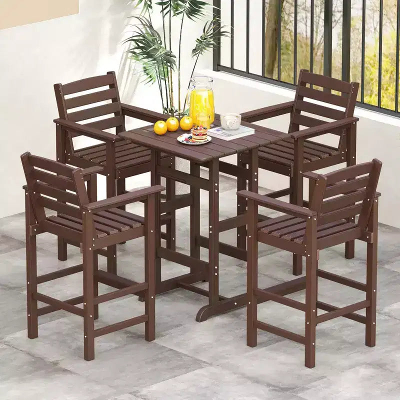 Costway Patio Adirondack Bar Chairs Set of 2 with Wide Armrests & Footrest Backrest Black/Brown/Gray/Navy