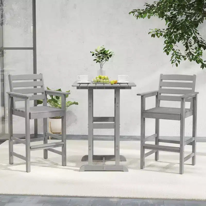 Costway Patio Adirondack Bar Chairs Set of 2 with Wide Armrests & Footrest Backrest Black/Brown/Gray/Navy