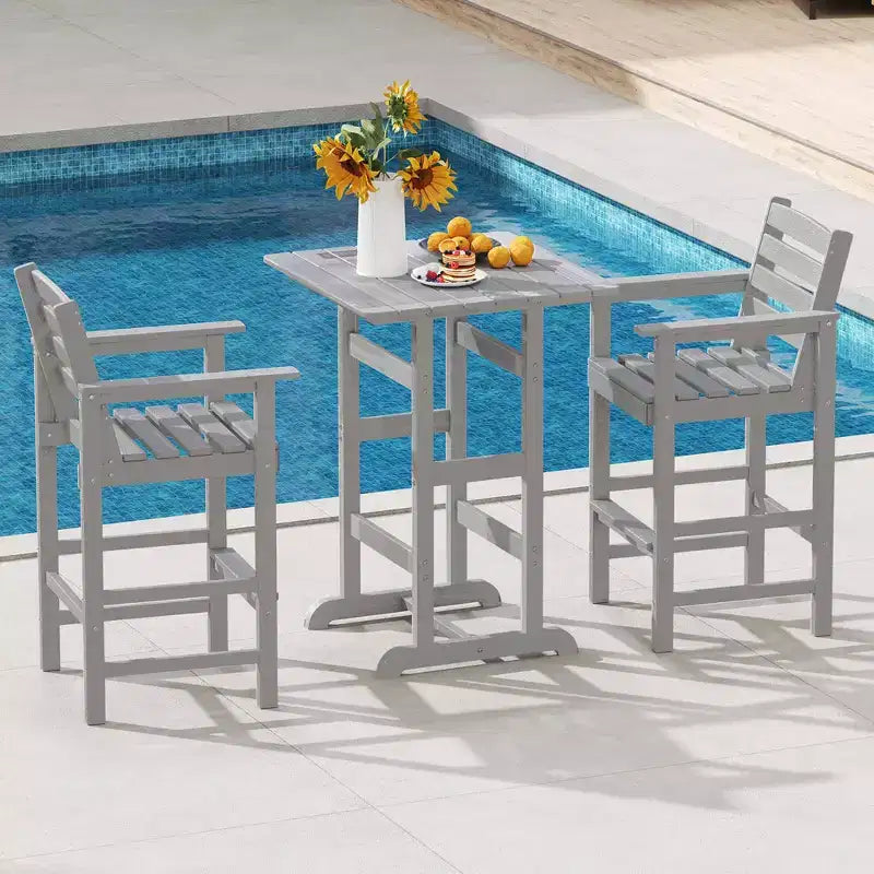 Costway Patio Adirondack Bar Chairs Set of 2 with Wide Armrests & Footrest Backrest Black/Brown/Gray/Navy