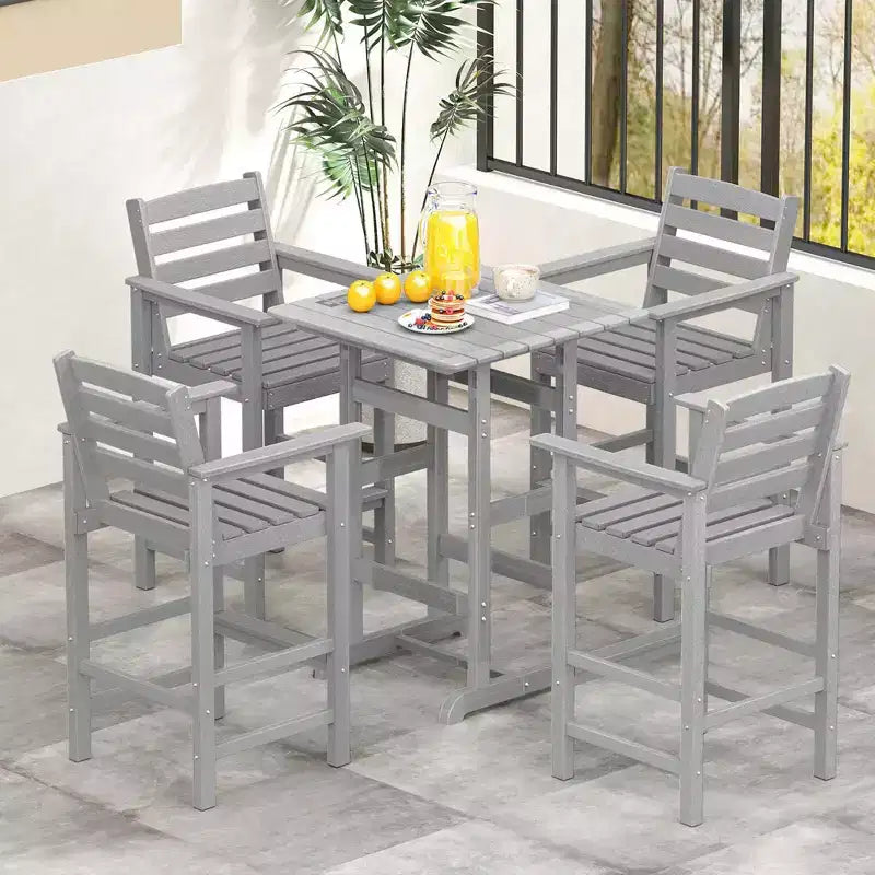 Costway Patio Adirondack Bar Chairs Set of 2 with Wide Armrests & Footrest Backrest Black/Brown/Gray/Navy
