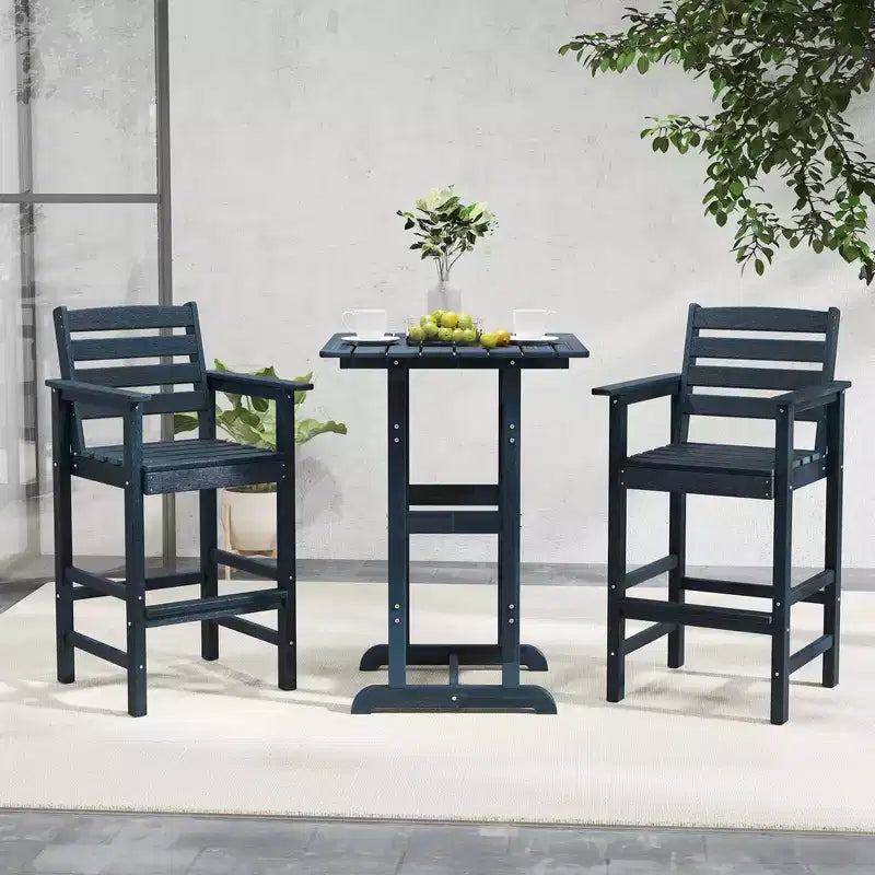 Costway Patio Adirondack Bar Chairs Set of 2 with Wide Armrests & Footrest Backrest Black/Brown/Gray/Navy