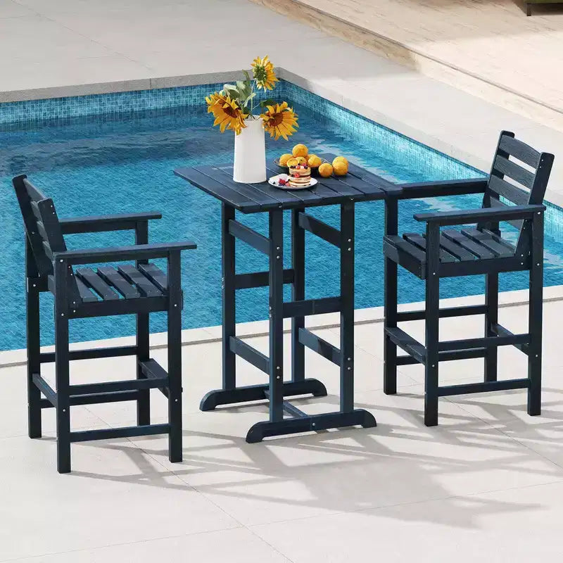 Costway Patio Adirondack Bar Chairs Set of 2 with Wide Armrests & Footrest Backrest Black/Brown/Gray/Navy