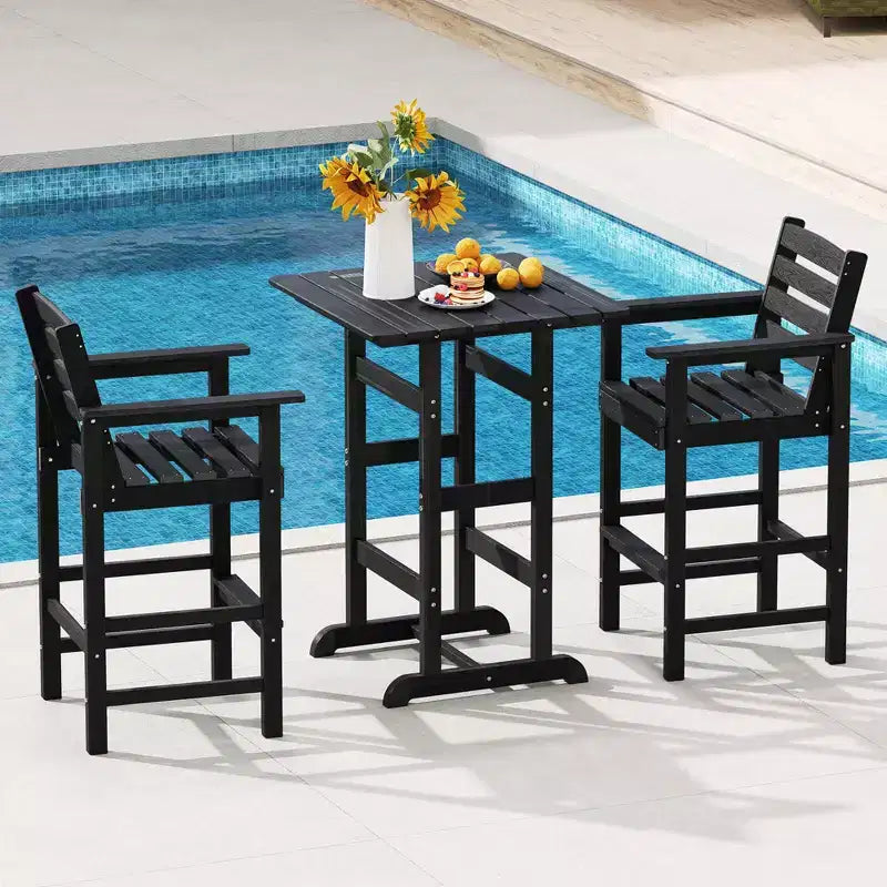 Costway Patio Adirondack Bar Chairs Set of 2 with Wide Armrests & Footrest Backrest Black/Brown/Gray/Navy