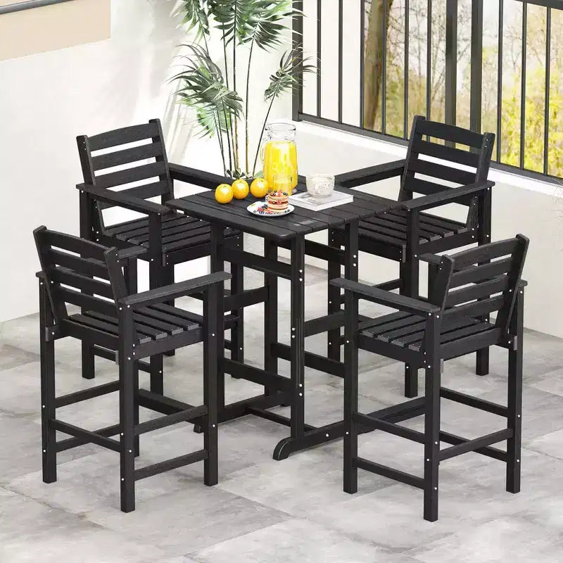Costway Patio Adirondack Bar Chairs Set of 2 with Wide Armrests & Footrest Backrest Black/Brown/Gray/Navy