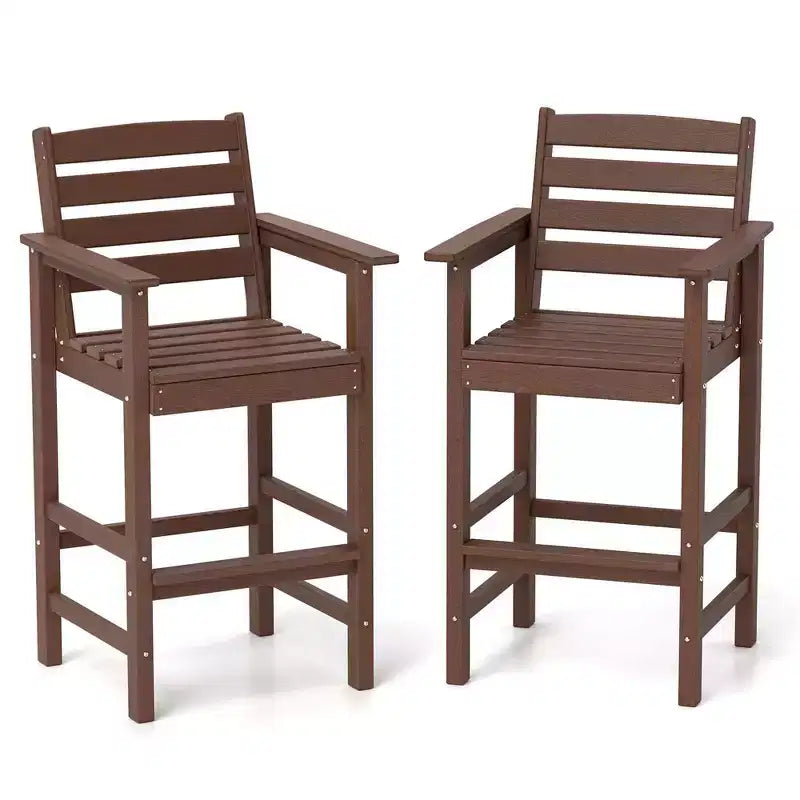 Costway Patio Adirondack Bar Chairs Set of 2 with Wide Armrests & Footrest Backrest Black/Brown/Gray/Navy