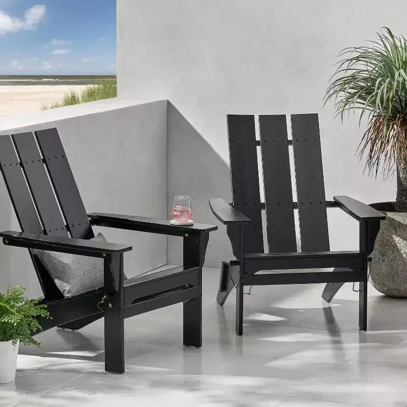 Chaise Adirondack pliante et haute en bois d'acacia GDFStudio Gurekam pour l'extérieur (lot de 2)