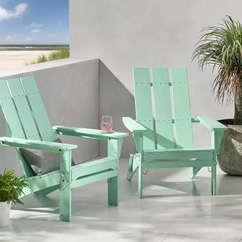 Chaise Adirondack pliante et haute en bois d'acacia GDFStudio Gurekam pour l'extérieur (lot de 2)