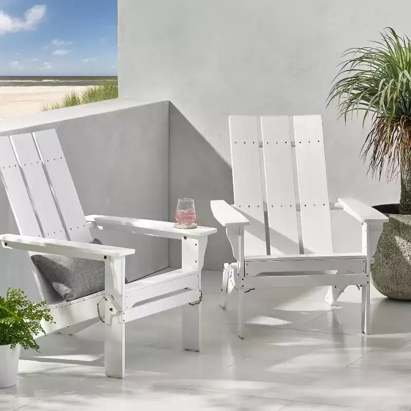 Chaise Adirondack pliante et haute en bois d'acacia GDFStudio Gurekam pour l'extérieur (lot de 2)