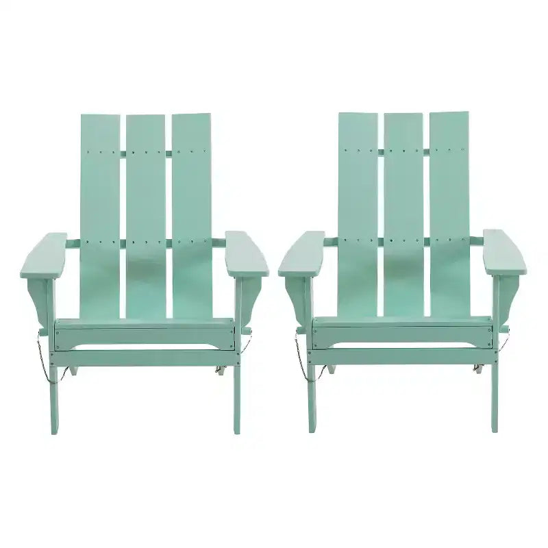 GDFStudio Gurekam Outdoor Acacia Wood Folding High Back Adirondack Chair (Set of 2)