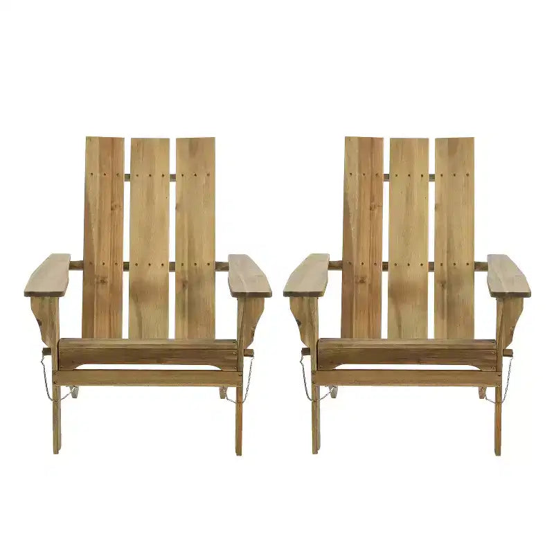 GDFStudio Gurekam Outdoor Acacia Wood Folding High Back Adirondack Chair (Set of 2)