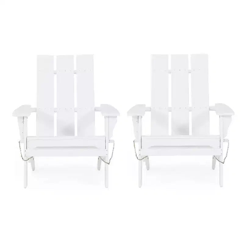 GDFStudio Gurekam Outdoor Acacia Wood Folding High Back Adirondack Chair (Set of 2)