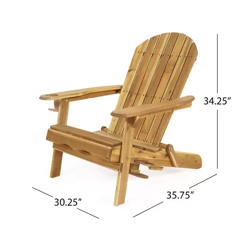 Christopher Knight Home Kandyce Outdoor Acacia Wood Folding Adirondack Chair with Cup Holder