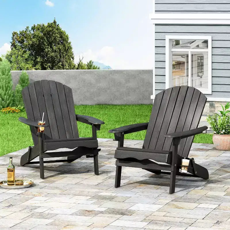 Christopher Knight Home Kandyce Outdoor Acacia Wood Folding Adirondack Chair with Cup Holder (Set of 2)