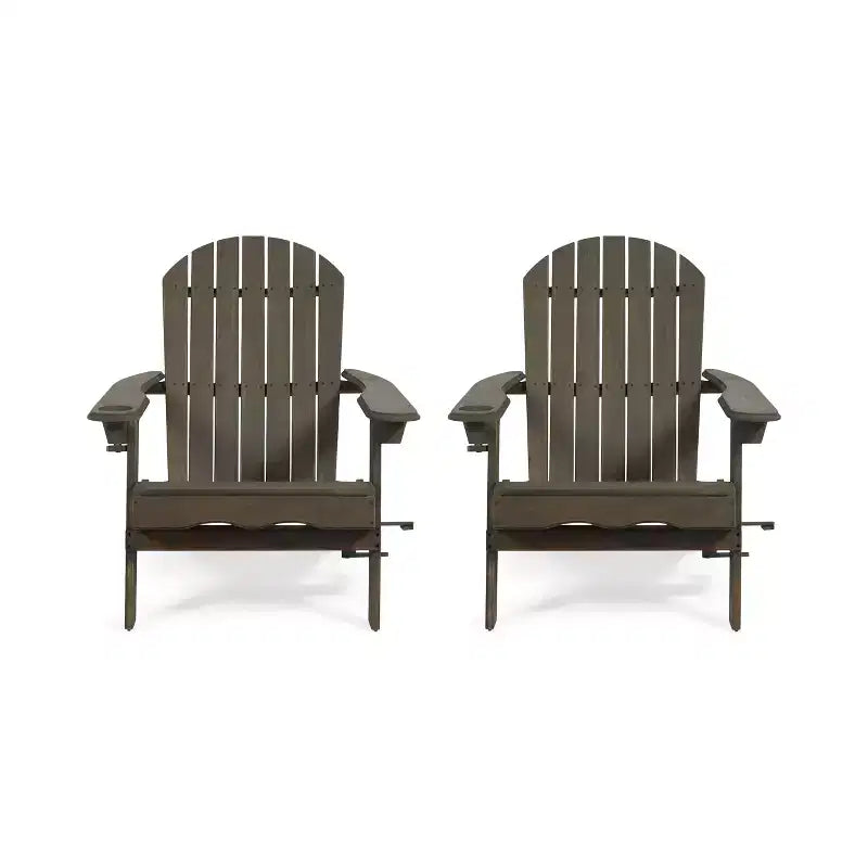 Christopher Knight Home Kandyce Outdoor Acacia Wood Folding Adirondack Chair with Cup Holder (Set of 2)