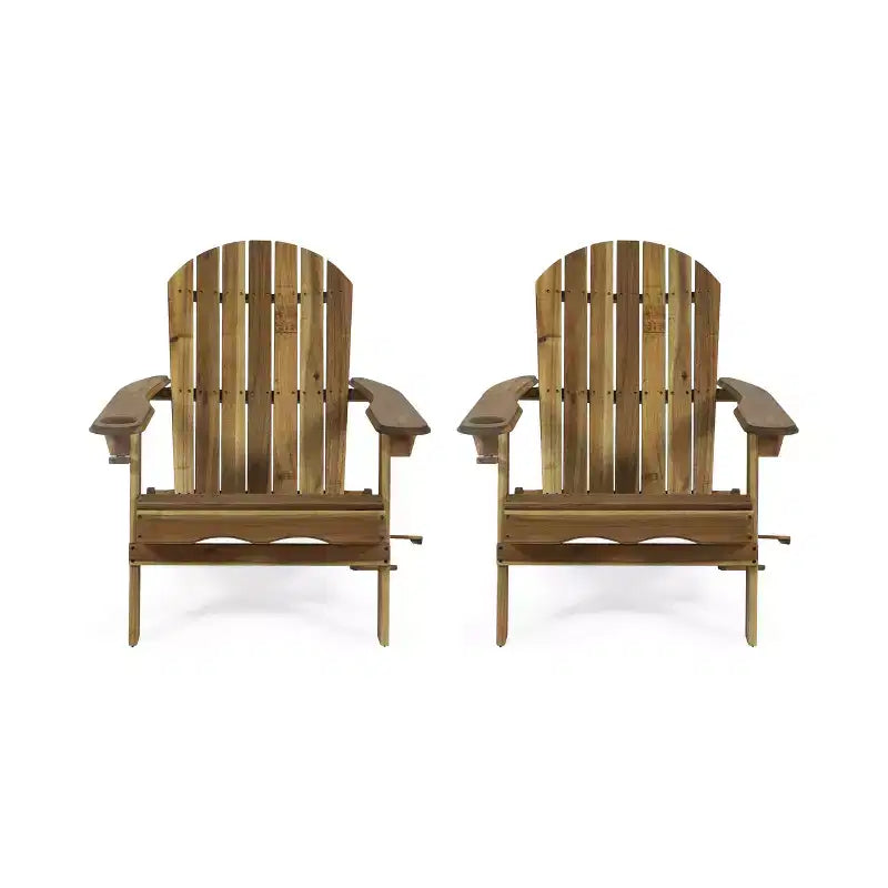 Christopher Knight Home Kandyce Outdoor Acacia Wood Folding Adirondack Chair with Cup Holder (Set of 2)
