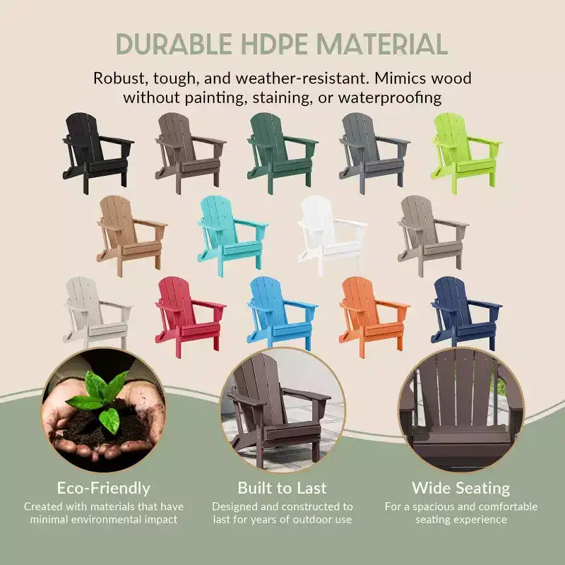 WestinTrends Malibu HDPE Outdoor Folding Poly Adirondack Chair (Set of 8)