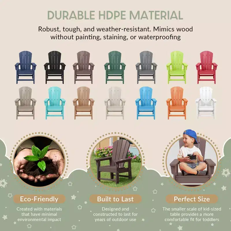 WestinTrends Malibu Chaises d'extérieur pour enfants Adirondack en plastique (Lot de 4)
