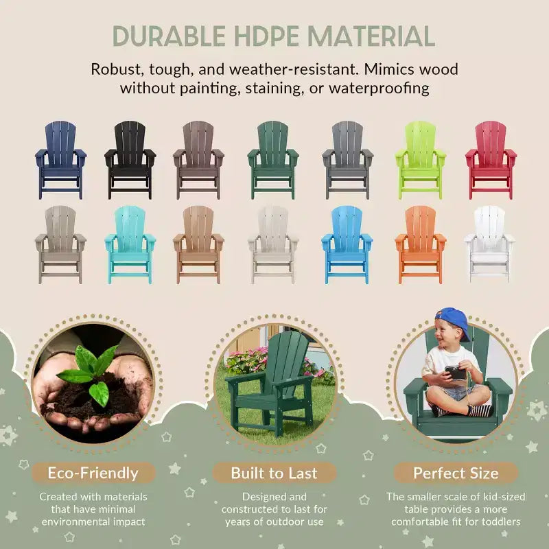 WestinTrends Malibu Chaises d'extérieur pour enfants Adirondack en plastique (Lot de 4)