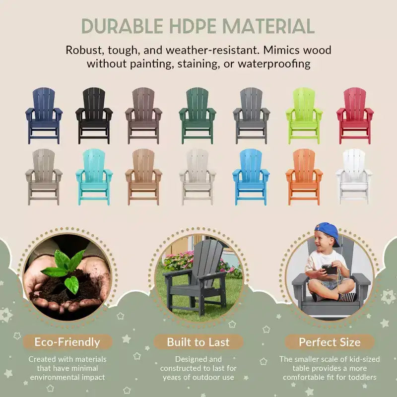 WestinTrends Malibu Chaises d'extérieur pour enfants Adirondack en plastique (Lot de 4)