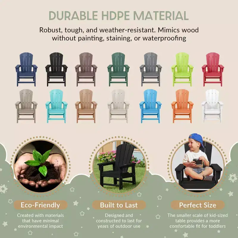 WestinTrends Malibu Chaises d'extérieur pour enfants Adirondack en plastique (Lot de 4)