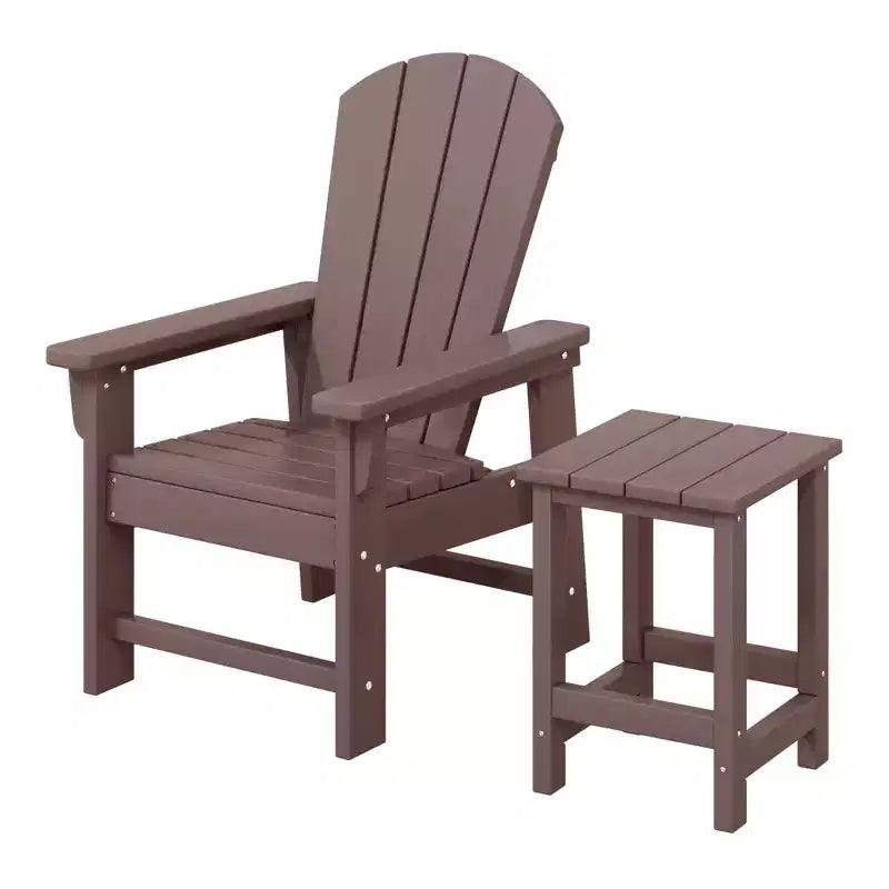 WestinTrends Malibu 2-Piece Kids Outdoor HDPE Adirondack Chair With Square Side Table Set